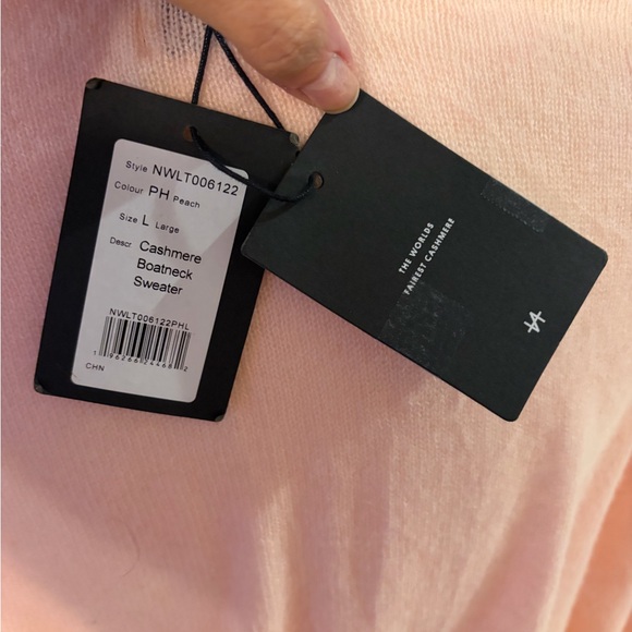 NAADAM Pink Long Sleeve Cashmere Boatneck Sweater NWT L - Picture 5 of 8